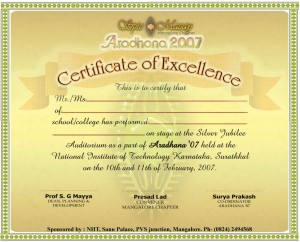 Certificate for Spic macay event